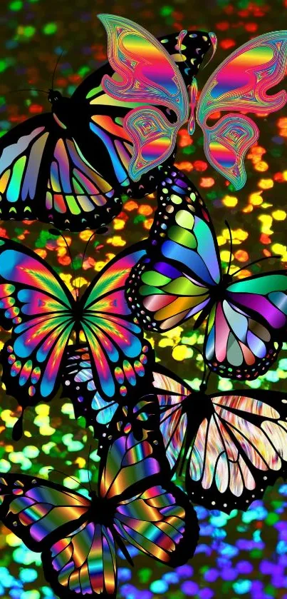 Vibrant phone wallpaper with rainbow glitter effect.