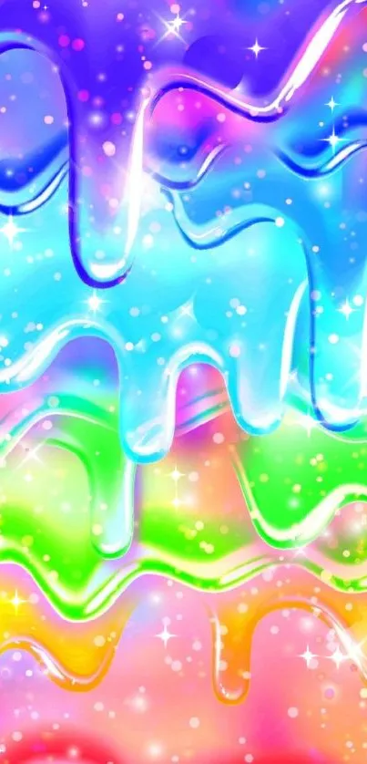 Vibrant rainbow goo textured wallpaper, perfect for mobile background.