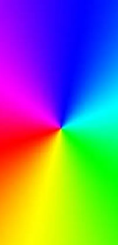 Vibrant rainbow gradient burst with bold colors on a mobile display.