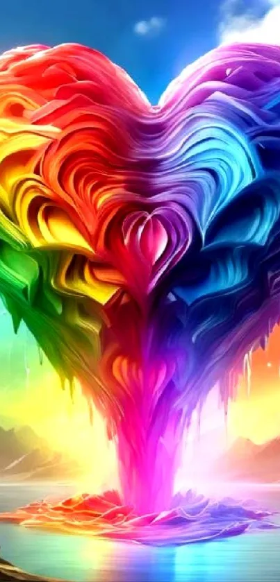 Colorful rainbow heart with vibrant hues.