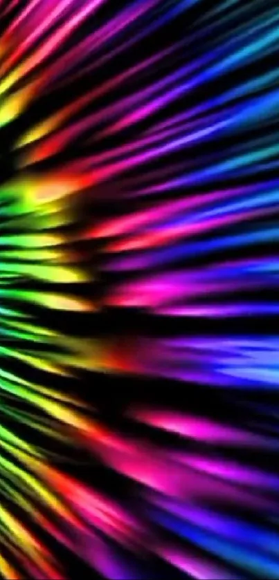 Vibrant wallpaper with rainbow light rays and dynamic colors.