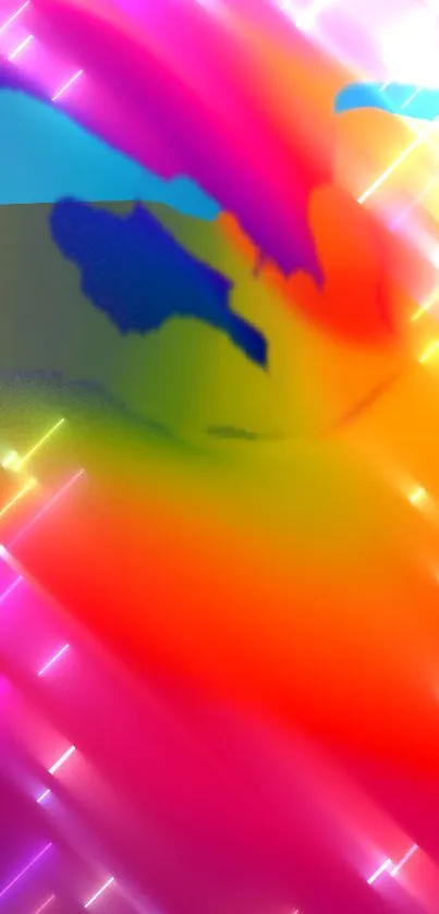 Abstract rainbow gradient with shimmering lights.