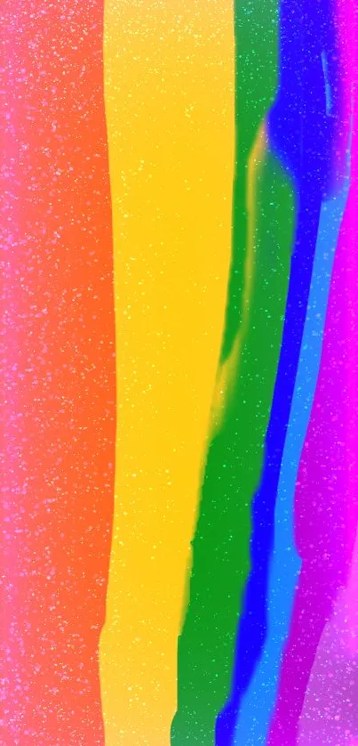 Vibrant rainbow striped mobile wallpaper with sparkling effect.