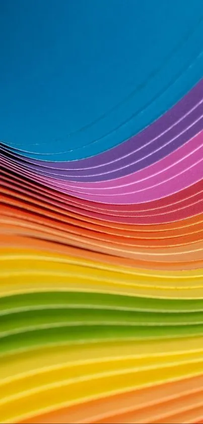 Colorful abstract rainbow paper wave mobile wallpaper.