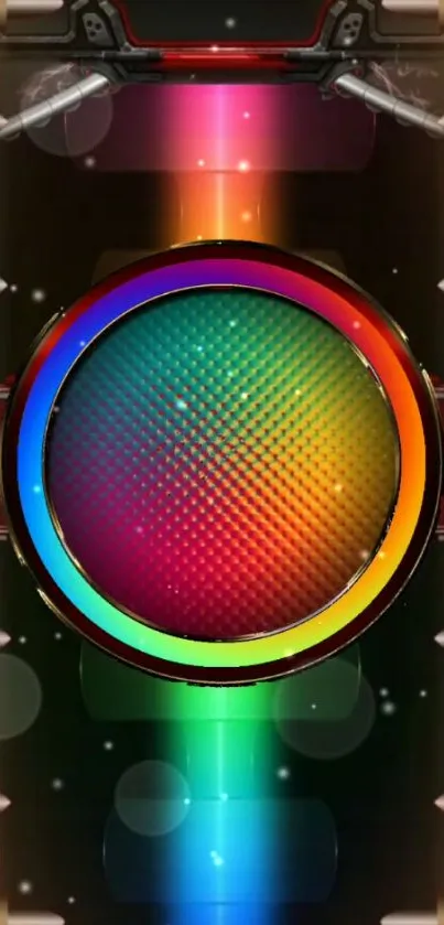 Colorful rainbow circle on black background wallpaper.