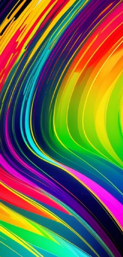 Colorful swirling rainbow abstract mobile wallpaper.