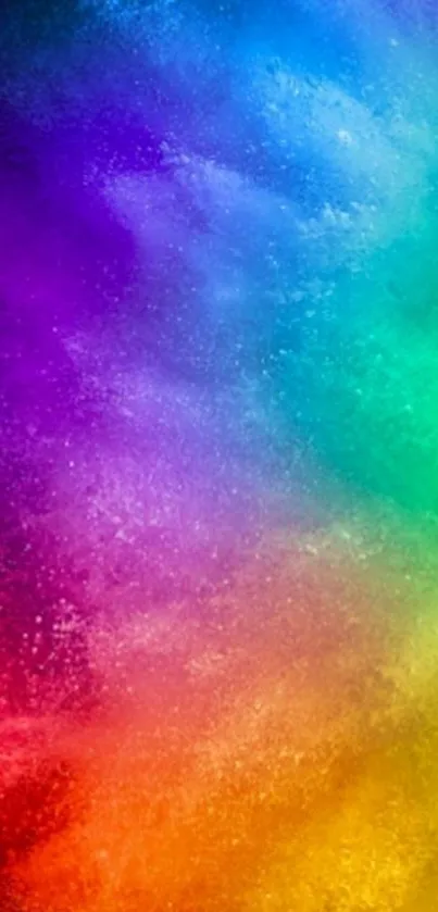 A vibrant rainbow abstract wallpaper with swirling colors from red to violet.