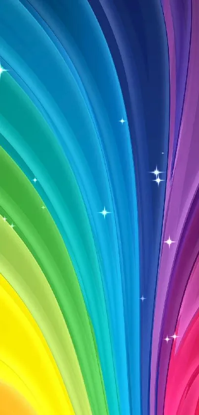 Vibrant rainbow gradient wallpaper for mobile with flowing colors.