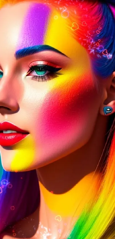 Colorful rainbow portrait wallpaper with vibrant hues.