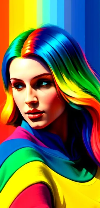 Vibrant and colorful rainbow portrait wallpaper for mobile screen.