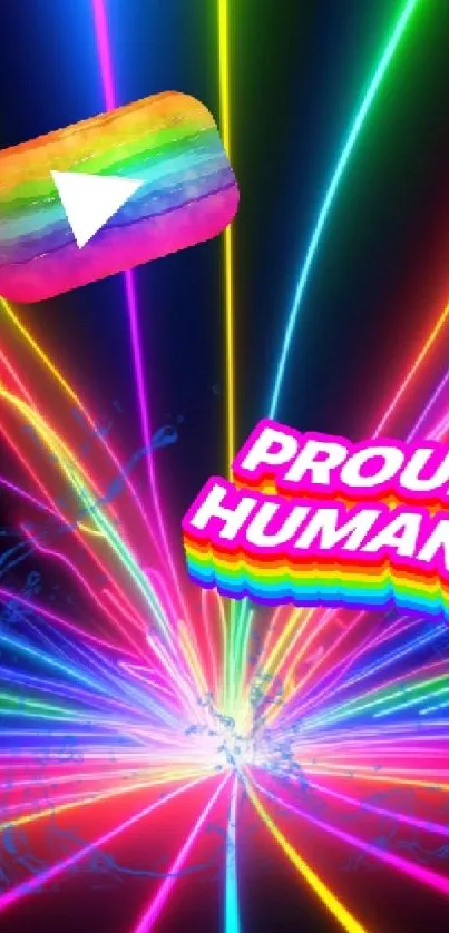 Vibrant LGBTQ pride wallpaper with rainbow colors and empowering text.