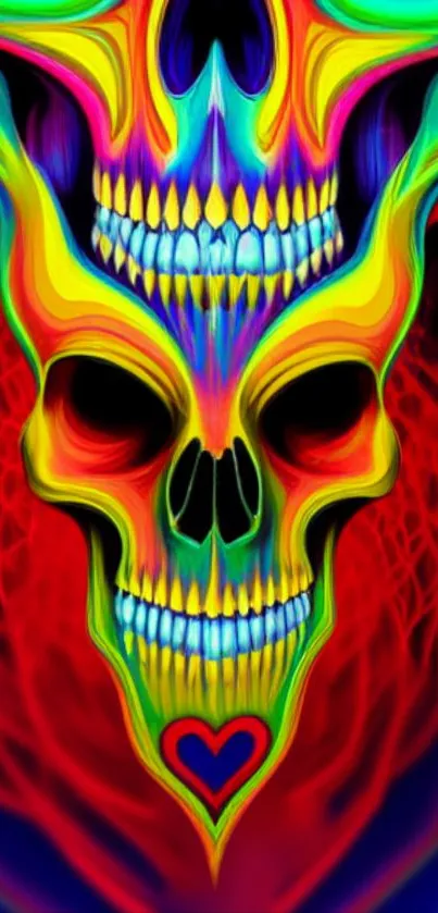 Vibrant rainbow skull wallpaper for mobile phone.