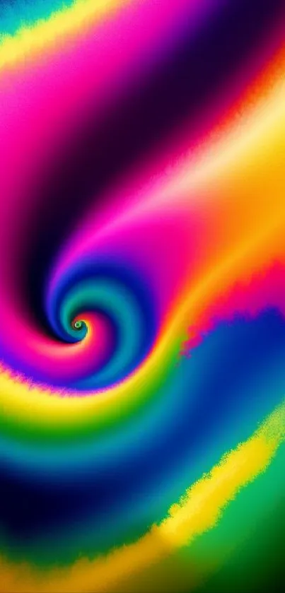 Vibrant rainbow spiral art wallpaper for mobile screen.