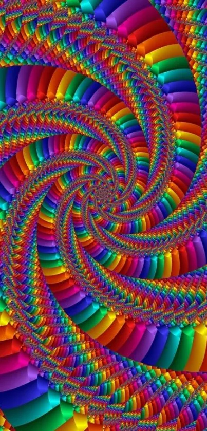 Vibrant rainbow spiral abstract wallpaper with colorful patterns.