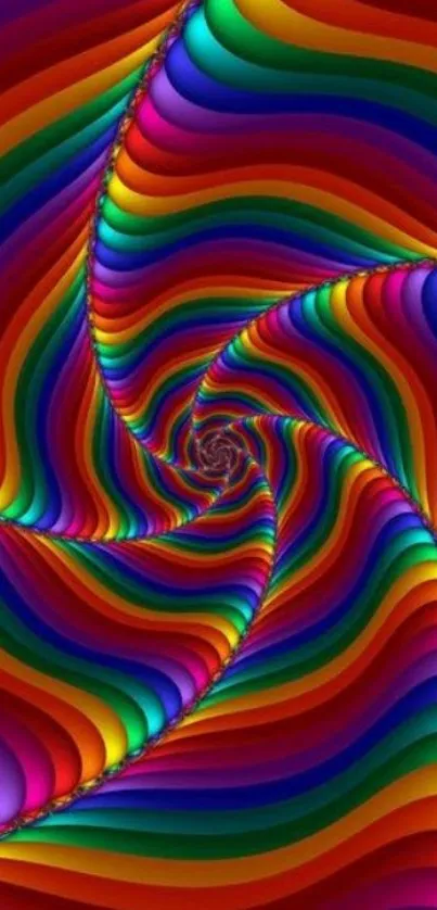 Colorful rainbow spiral design wallpaper for mobile phone.