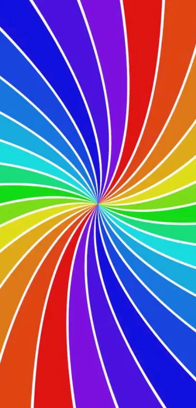 Vibrant rainbow spiral wallpaper with dynamic colors and hypnotic pattern.