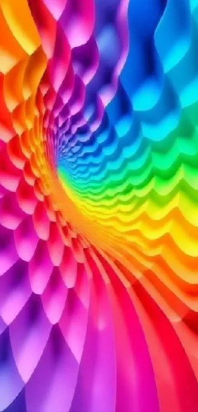 Vibrant rainbow spiral abstract wallpaper.