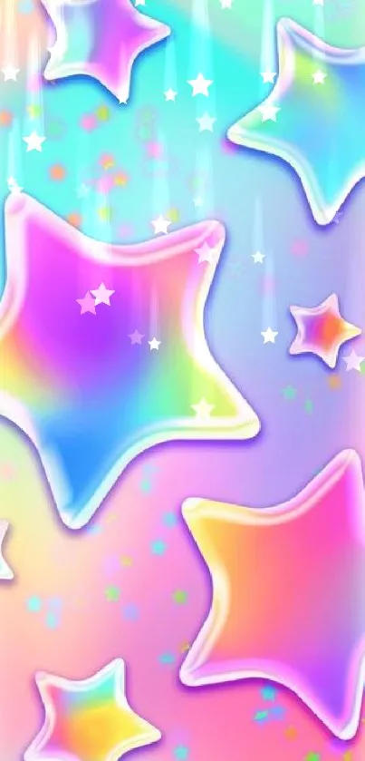 Colorful wallpaper with vibrant rainbow stars.