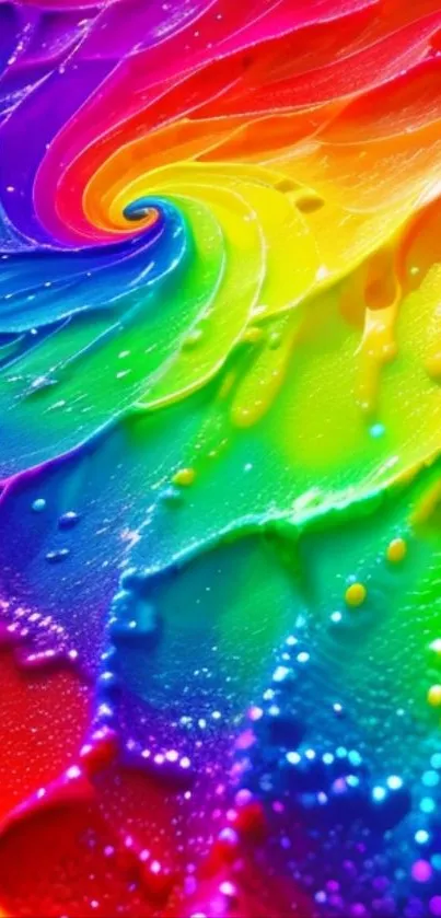 Vibrant and colorful rainbow swirl wallpaper for mobile devices.