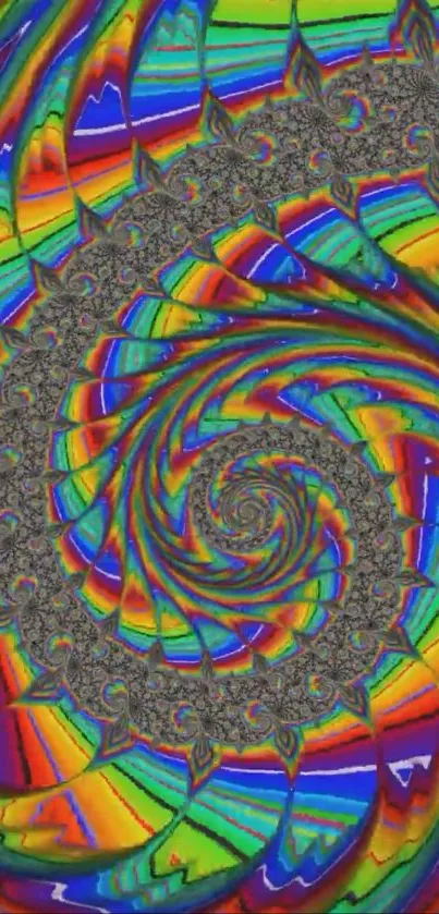 Colorful rainbow swirl fractal pattern wallpaper.