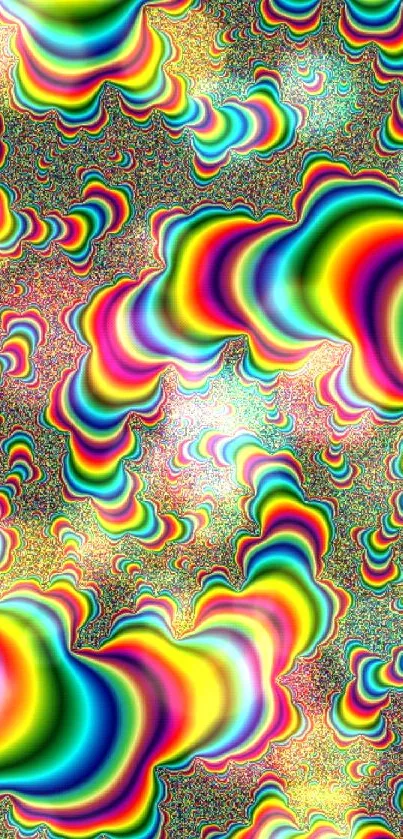 Vibrant rainbow swirl wallpaper with psychedelic patterns.