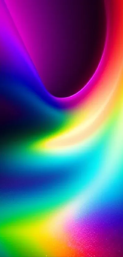 Vibrant rainbow wave design mobile wallpaper with abstract gradient colors.