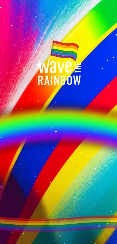 Vibrant rainbow wave wallpaper with bold colors and dynamic design.