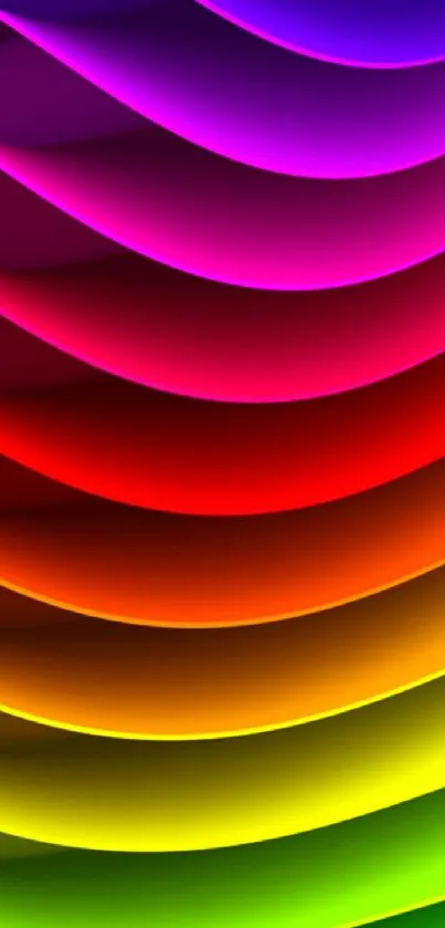 Colorful abstract rainbow wave mobile wallpaper with vibrant patterns.