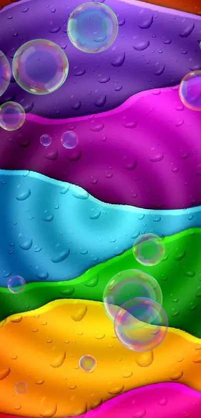 Vibrant rainbow wave wallpaper with liquid texture and bright colors.