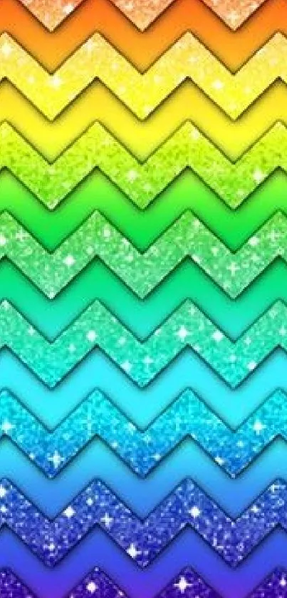 Vibrant rainbow zigzag with sparkles adds color to your screen.