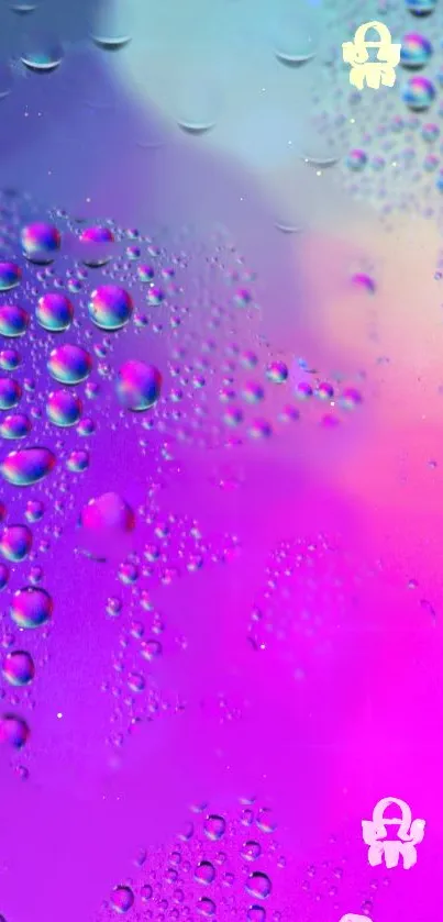 Vibrant abstract wallpaper with purple raindrop effect and gradient hues.