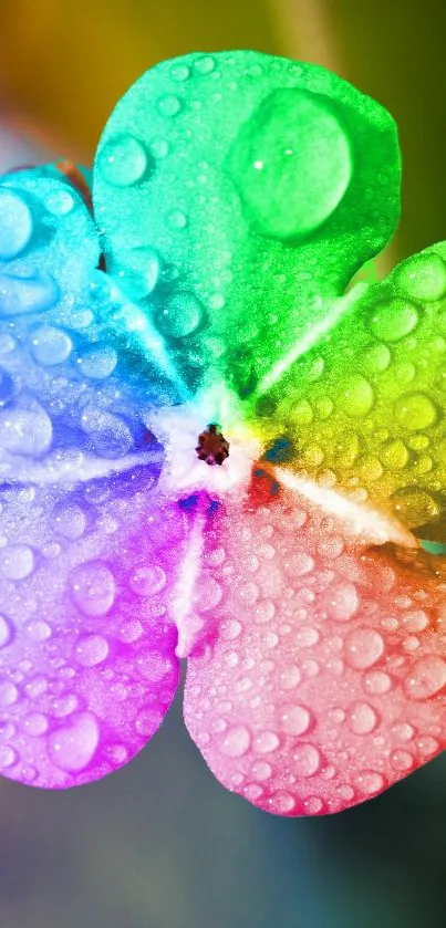 Colorful flower with raindrops on petals, vibrant phone wallpaper.