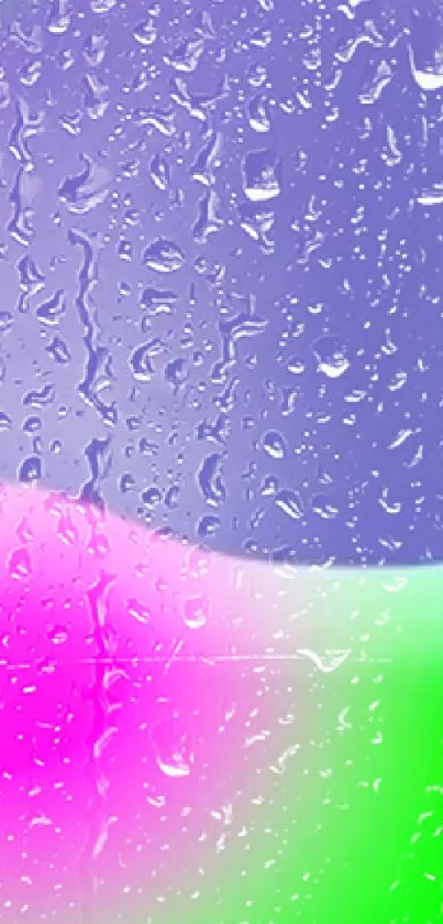 Raindrop texture with purple, pink, green gradient in mobile wallpaper design.