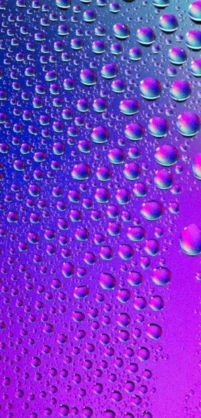 Gradient wallpaper with purple and blue tones, featuring water droplets.