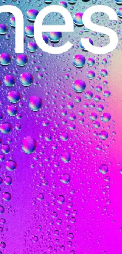 Vibrant gradient wallpaper with raindrop effect in purple and blue hues.