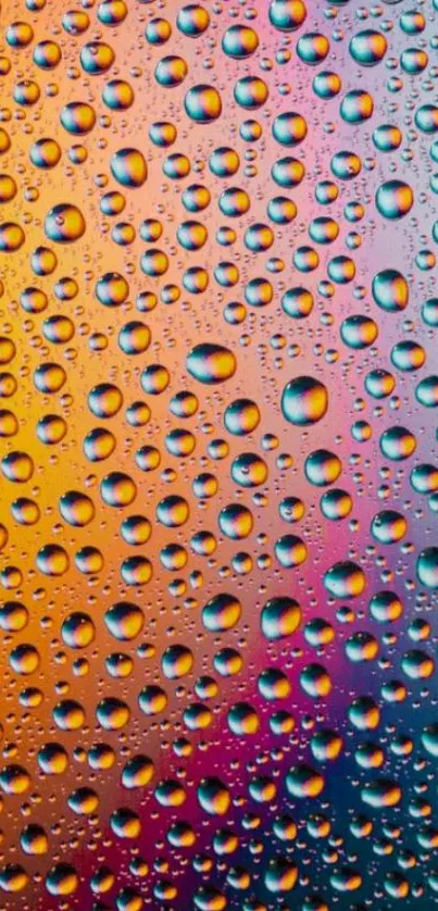 Colorful raindrop phone wallpaper with vibrant orange and blue hues.