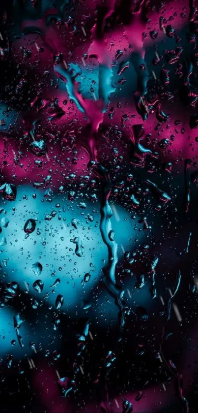 Vibrant raindrop wallpaper with blue and pink hues.