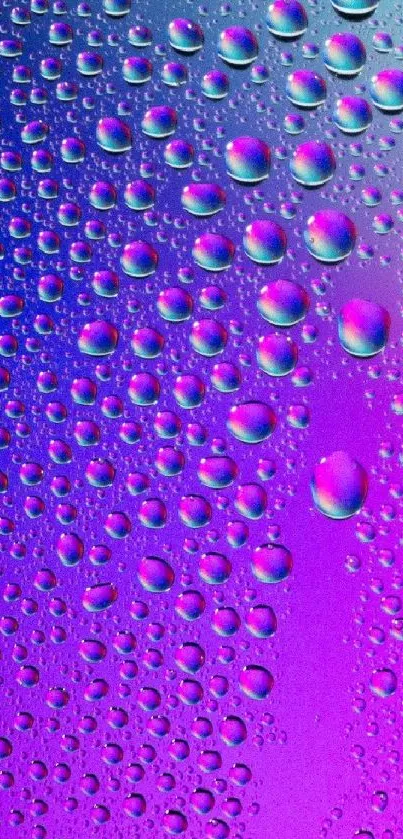 Vibrant raindrop wallpaper with purple and blue hues for mobile devices.