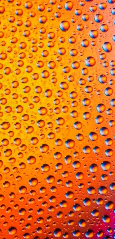 Vibrant orange wallpaper with colorful bubbles.