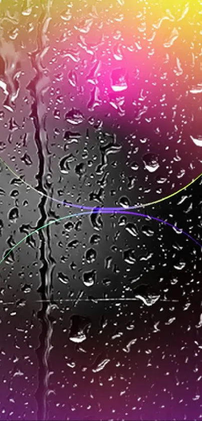 Vibrant abstract wallpaper with rain droplets on colorful circles.