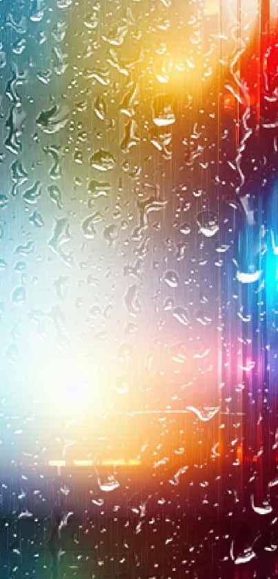 Vibrant neon rainy night wallpaper featuring colorful reflections.