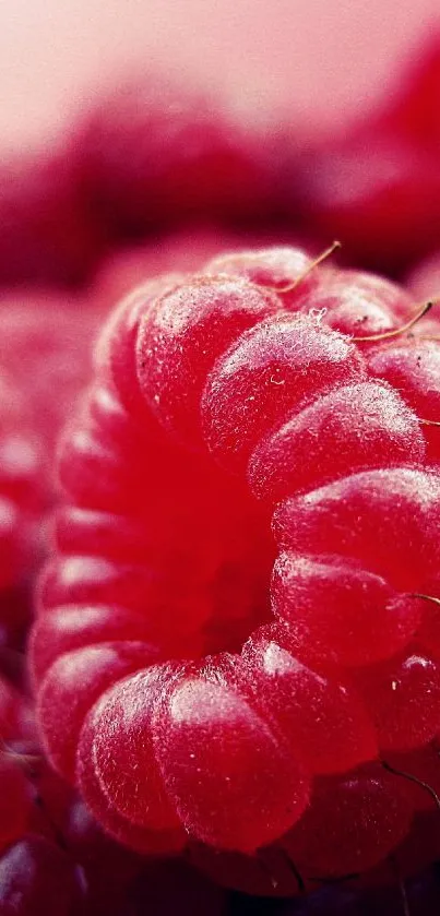 Close-up of fresh raspberries with a vibrant red texture.