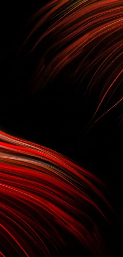 Dynamic red abstract lines on dark background.