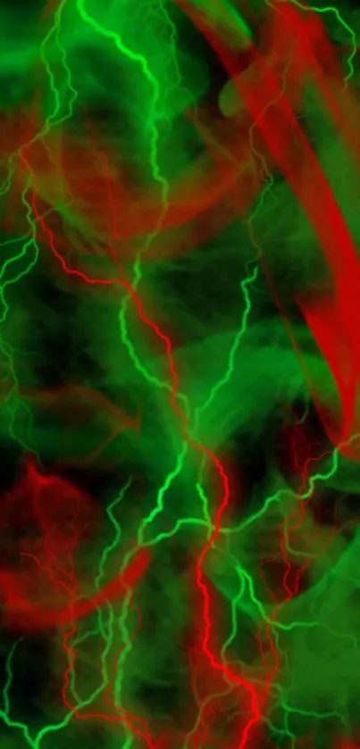 Vibrant red and green lightning wallpaper for mobile.