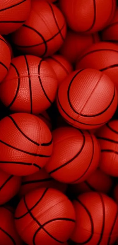 A vibrant array of red basketballs forming a dynamic phone wallpaper.