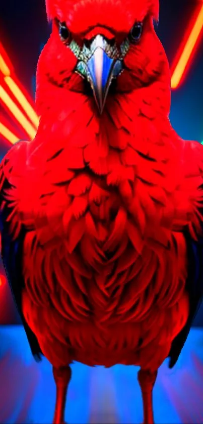 Red bird with neon lights wallpaper.