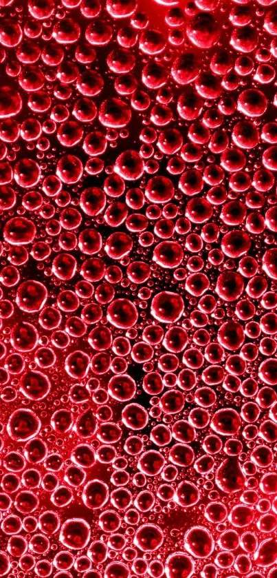 Vibrant red bubbles create a dynamic and abstract texture.