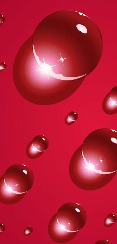 Glossy red bubbles on a vibrant red background.