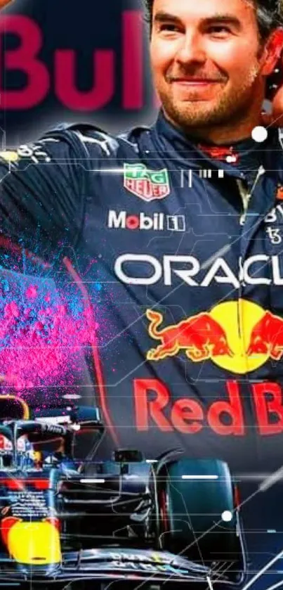 Dynamic Red Bull Racing wallpaper with vibrant colors.