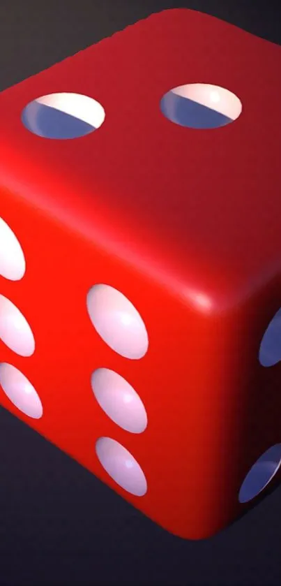 3D red dice with illuminated dots on a dark background.
